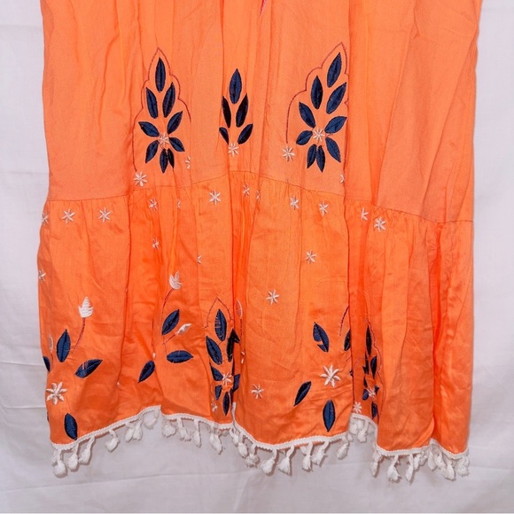 Anandas NWT Orange Sleeveless V Neck India Shift Dress size XL - Picture 4 of 6